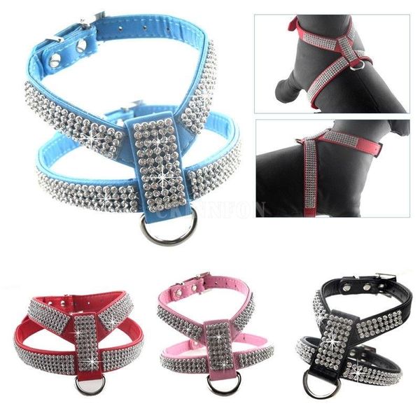 

dog collars & leashes 50pcs/lot pet control harness for puppy cat soft walk collar safety strap bling vest
