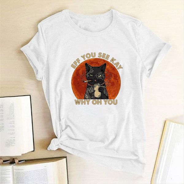 

eff you see kay why womens t shirts oh cat summer harajuku graphic tee short sleeve funny, White
