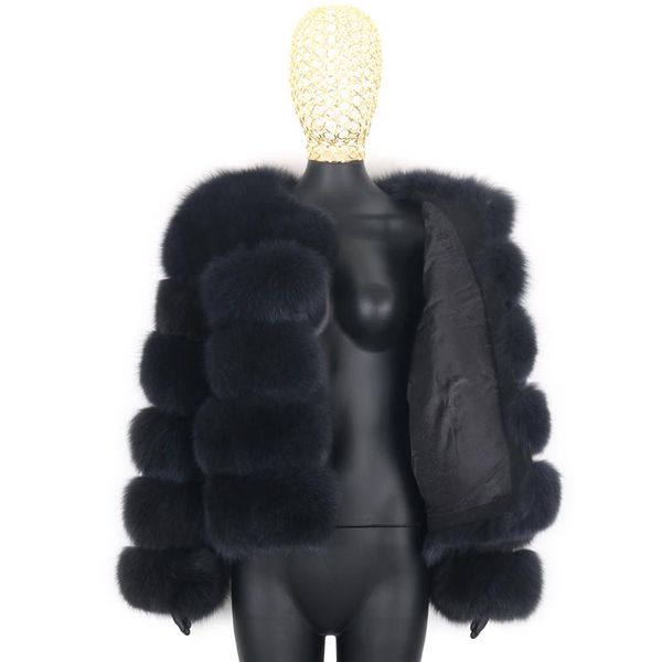 

women's fur & faux 2021 female real coat sleeves detachable thick warm natural winter women jacket outerwear streetwear, Black