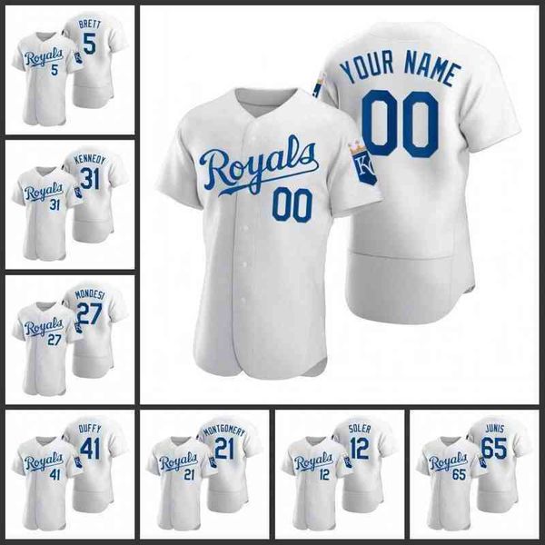 

Kansas's City's Royals Men Women Youth #13 Salvador Perez 41 Danny Duffy 31 Ian Kennedy 15 Whit Merrifield Custom White Authentic Jersey