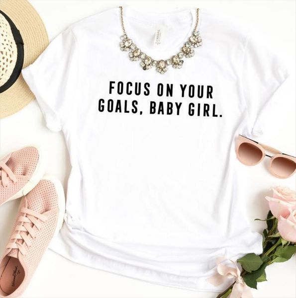 

focus on your goals baby mens and womens print women cotton casual funny for yong tee drop ship, White;black