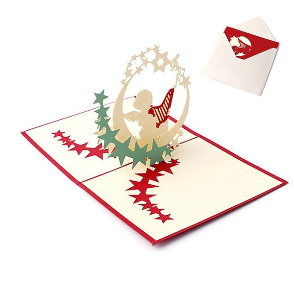 

greeting cards 3d up holiday music angel stars christmas thanksgiving gift