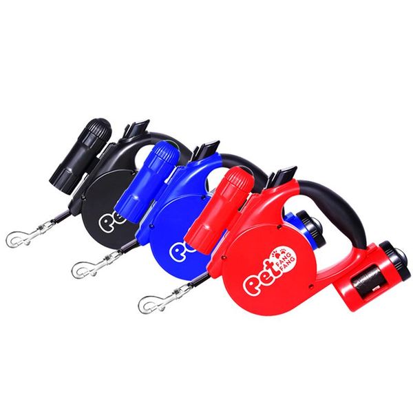 

dog collars & leashes 3 color pet leash lead retractable extending led in 1 dogs with garbage bag safe walking running protect