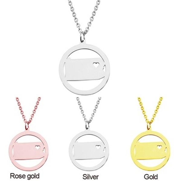 

pendant necklaces 2021 fashion stainless steel us map necklace texas can be color to female accessories, Silver