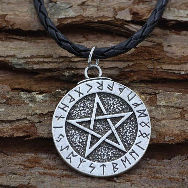 

new jewelry five pointed star viking tide men's titanium steel pendant, Silver