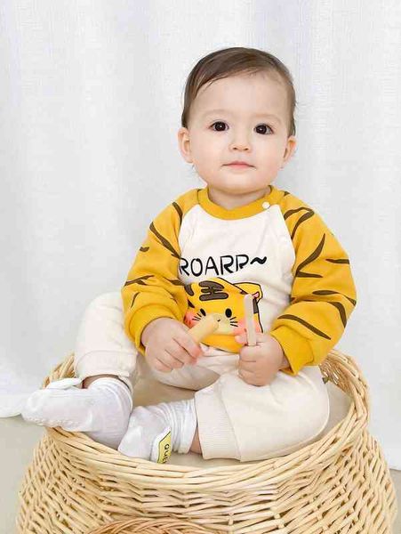 

peninsula baby cartoon graphic contrast raglan sleeve thermal jumpsuit she, Blue