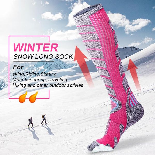

x-tiger women winter ski socks warm thermal thicken cotton sports snowboard cycling running skiing thermosocks leg, Black