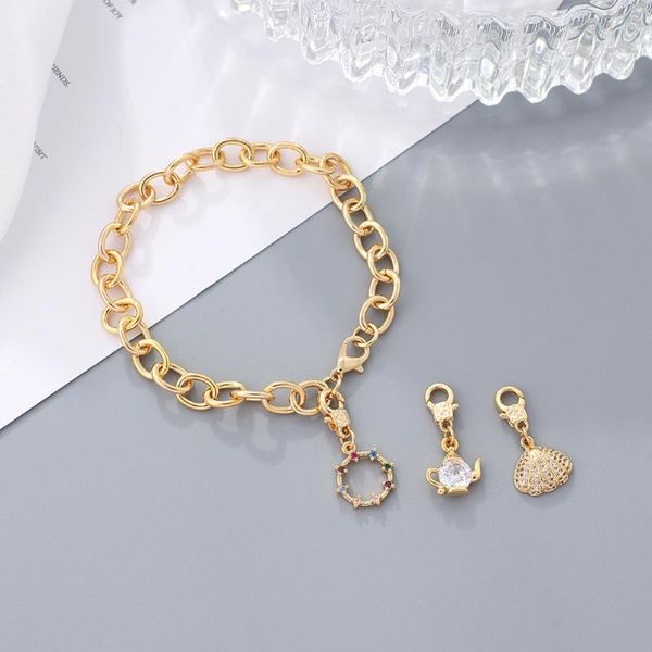 

charm bracelets punk real gold-plated chunky chain for women girls diy charms pendant bangles birthday party gifts fashion jewelry, Golden;silver
