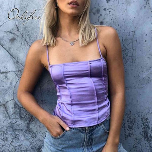 

summer women satin tank camis spaghetti strap crop camisole 210415, White