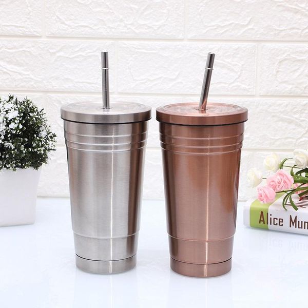 

water bottles 500ml stainless steel coffee mug thermo with lid beer mugs for tea cup vacuum flask drink straw
