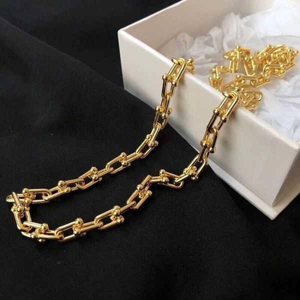 

factory wholesale hip hop u-shaped stitching thick cool wind simple couple necklace summer clavicle chain hea/rtsch/rome
