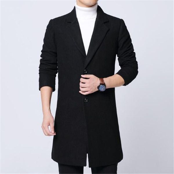 

men's wool & blends tang 2021 autumn and winter fashion classic black vintage business long woolen coat large 6xl windbreaker jacket