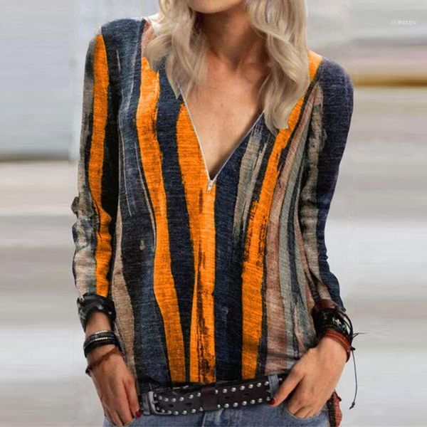 

women blouse shirt 2021 autumn elegant print v-neck button long sleeves lady office casual streetwear blusas plus size 5xl1, White
