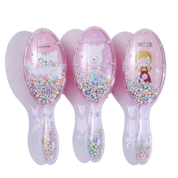 Garotas Crianças Cabelo Escova Pente Acessórios Bebê Grooming Set Soft Air Almofada Massagem Massagem Penteados Padrão Dos Desenhos Animados Glitter Hairbrush M3466