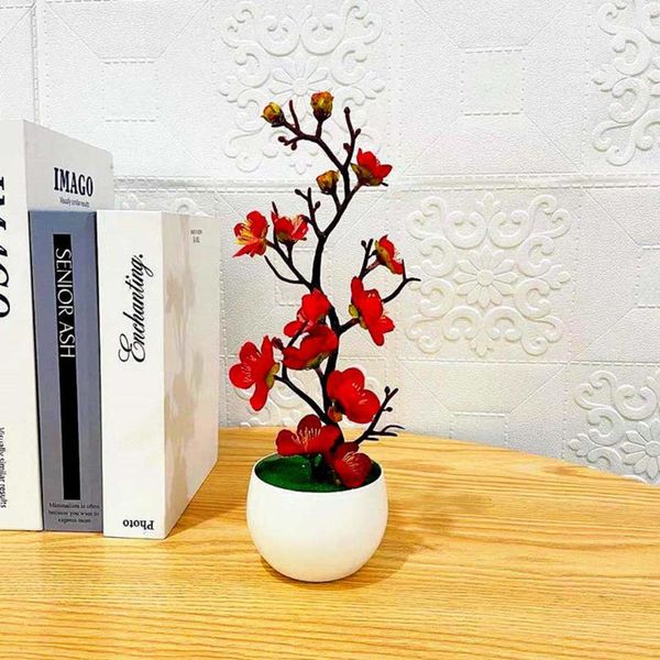 

decorative flowers & wreaths plant artificial potted flower plastic plum table blossom fake garden in pot