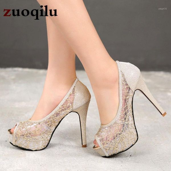 

dress shoes peep toe platform heels gold silver wedding women pumps high heel talon femme ladies shoe1, Black