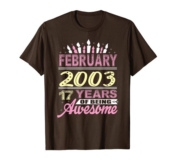 

february 2003 17th birthday lucky new year 2020 teen girls t-shirt, White;black