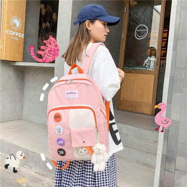 

luxury handbags korean ins contrast harajuku wind work clothes schoolbag female college student leisure computer backpack backpack 4yoz
