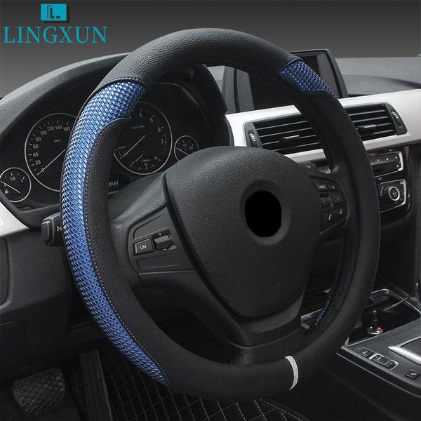 

steering wheel covers lingxun leather anti-slip car cover car-styling auto accessories universal lb070