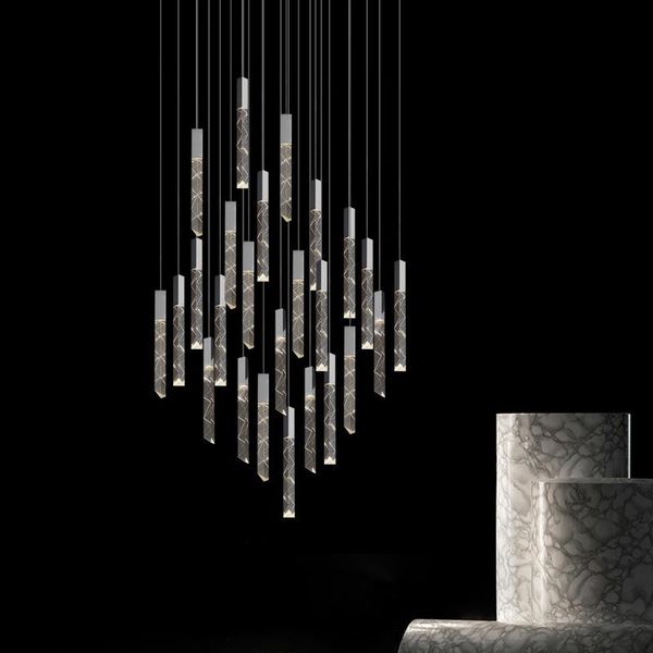 

chandeliers modern loft led chandelier k9 crystal chrome duplex stair living room el ceiling hanging light luxury pendant lamp