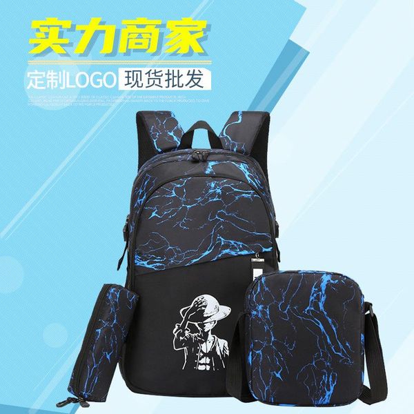 

backpack three piece schoolbag wear resistant computer bag luminous set