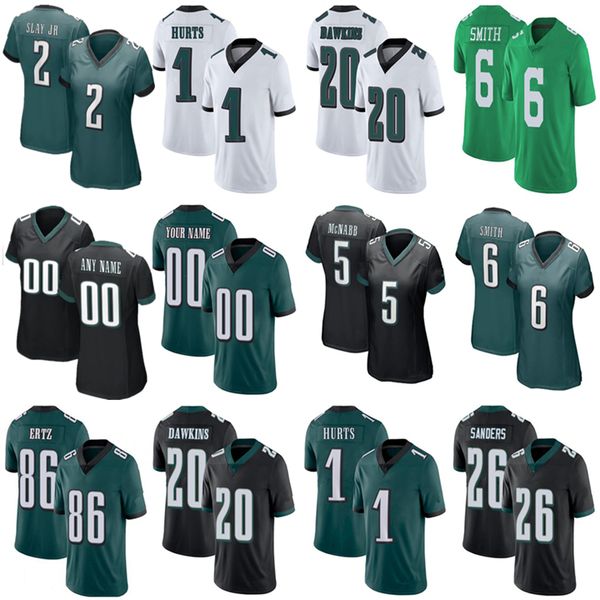 

7 michael vick 1 jalen hurts 6 devonta smith 18 reagor custom football jerseys 2 darius slay jr brian dawkins miles sanders 62 jason kelce b, Black;red