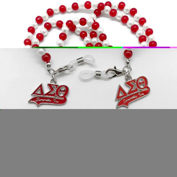 

chains fashion red greek letter sorority delta dst society jewelry pendant beads mask chain glasses necklace, Silver