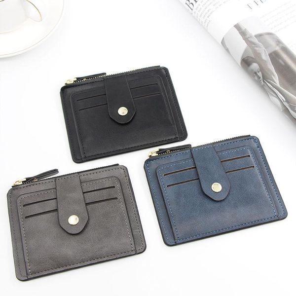 

card holders ultra-thin men's leather mini wallet coin purse bag bank holder ladies business, Brown;gray