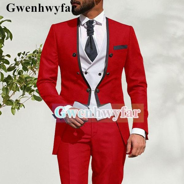 

men's suits & blazers gwenhwyfar arrival dark gray fashion suit 3 piece set for 2021 party design tuxedo prom wedding, White;black