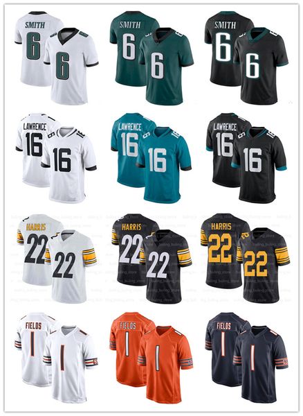 

men women youth jersey 1 justin fields 22 najee harris 16 trevor lawrence 5 trey lance 6 devonta smith 2 zach wilson football jerseys, Black;red