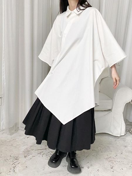 

women's blouses & shirts superaen 2021 fashion asymmetric design loose japan three quarter sleeve shirt long woman, White