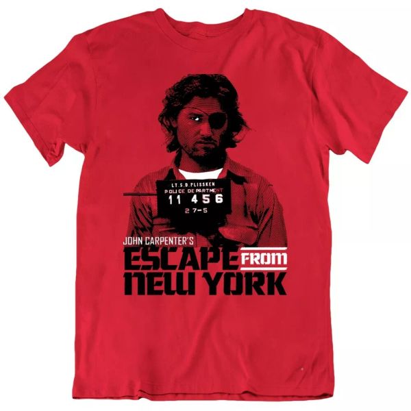 

escape from new york snake plissken kurt russell 80s movie fan t shirt, White;black