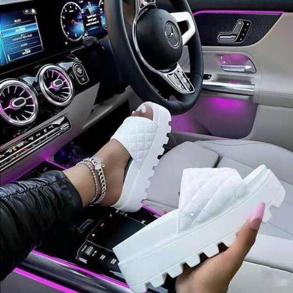 

woman 35-43 stylist leather platform summer slides flat slippers open sandals designer all-match toe shoes size lido no01 emisq, Black