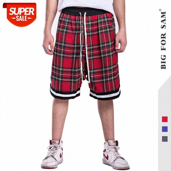 

retro men's plaid shorts basketball sweatpants casual pants #za1n, Black