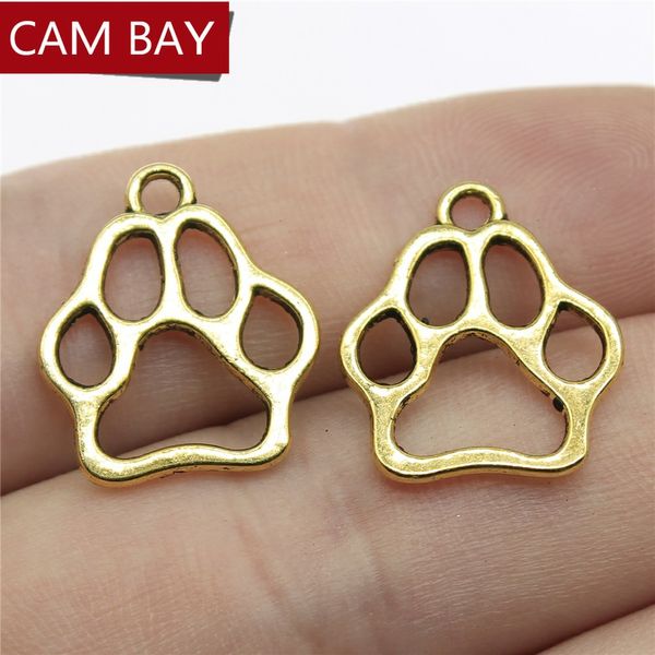 Ciondoli a forma di zampa di cane cava in bronzo antico oro argento 3 colori 19x17 mm per la creazione di gioielli298h