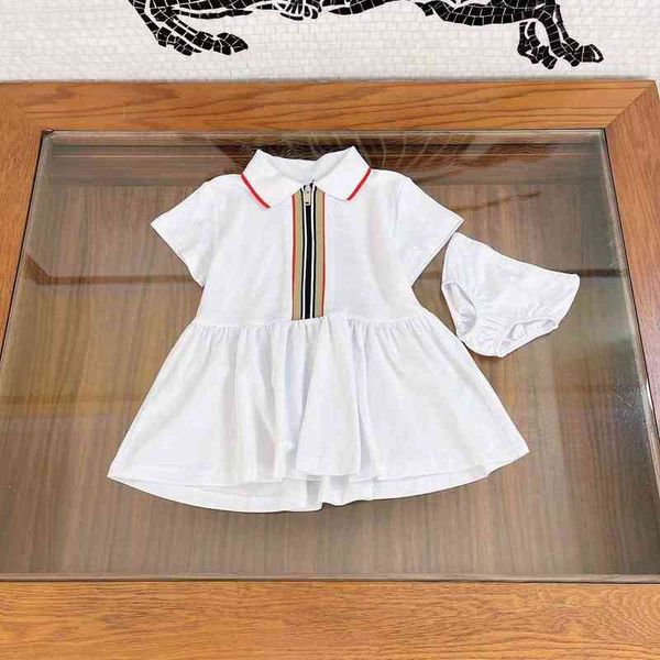 

luxury designer high-end children's clothing baby girl dress + panties 2022 summer new style short-sleeved dress y220310, White