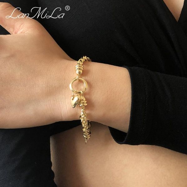 

link, chain lanmila fashion heart charm link bracelet women jewelry, Black
