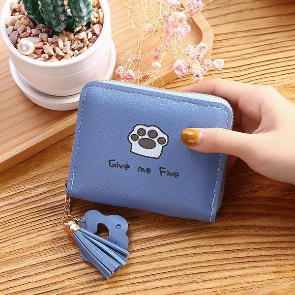 

wallets women coin pockets purses cartoon fashion tassel credit id cards holder purse girls zipper wallet ladies 2021, Red;black