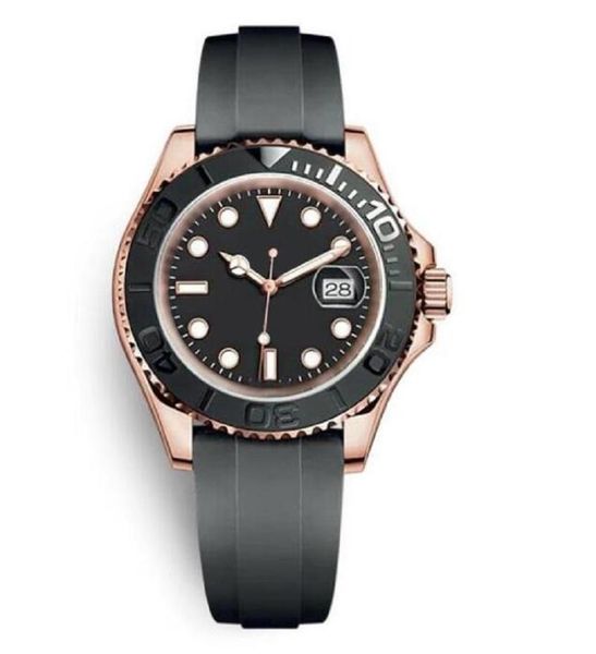 

wristwatches classic rose gold silver black ceramic bezel men sapphire automatic mechanical yacht rubber watch 40mm master, Slivery;brown