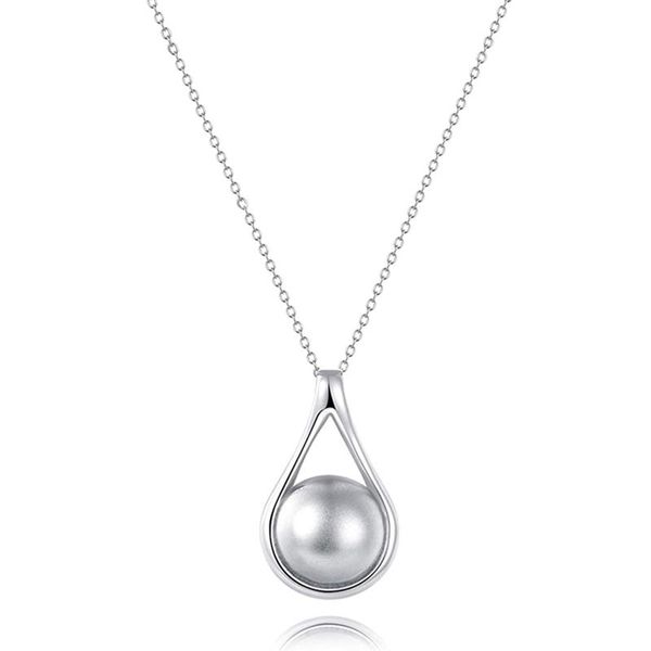 

pendant necklaces high polishing teardrop waterdrop shape memorial urn necklace alloy cremation round ball, Silver