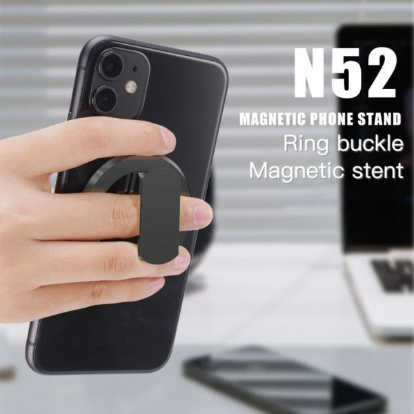 

thin car mobile phone holder flexible adjustable cell bracket magnetic ring shape rotating stand for phones tablet mounts & holders