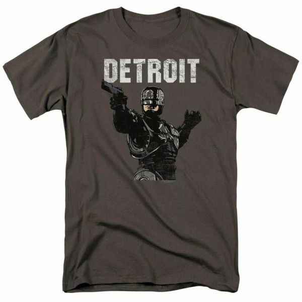 

robocop detroit t shirt mens licensed police movie tee charcoal, White;black