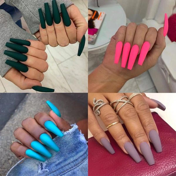

false nails 24pcs ballerina fake press on wearable nail women full cover coffin art tips artificial accesories, Red;gold