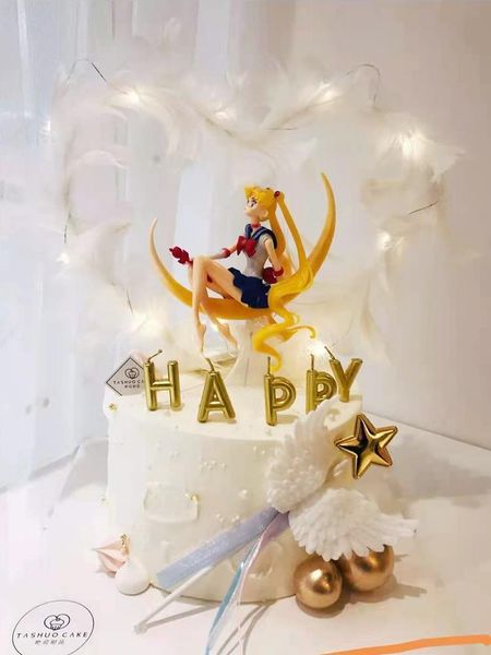

other festive & party supplies anime cute girl sailor pvc action figure wing cake er for decoration supplie model toy doll