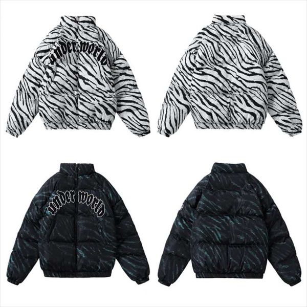 

men's down & parkas arrival zebra pattern cotton coat women's national tide 2021 winter loose korean version oversize couple, Black