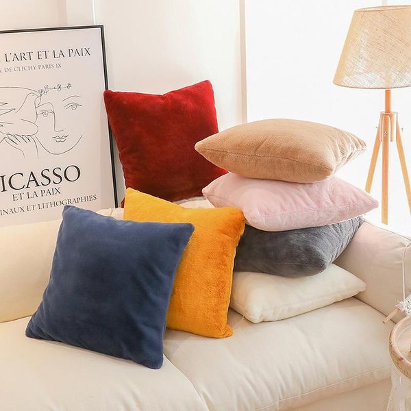 

body cushion for sofa furry pillowcase throw pillow case soft cover bag pocket bedroom living room home decor 50*50cm