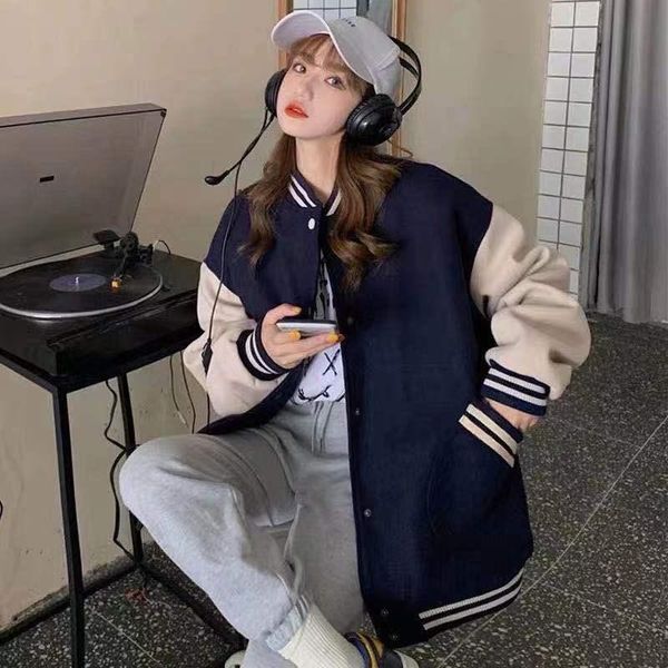 

jacket women's spring and autumn versatile latest fat mm large casual retro hong kong style baseball uniform korean version jackets, Black;brown