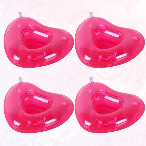 

life vest & buoy 4pcs water beer holders pvc inflatable heart shape cup float mats trays for party pool beach