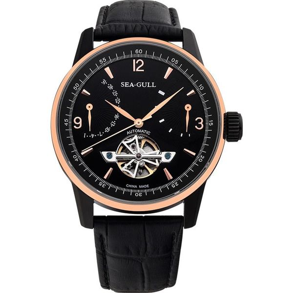 

wristwatches sea-gull business watches men's mechanical calendar 50m waterproof leather valentine gifts male 219.327, Slivery;brown
