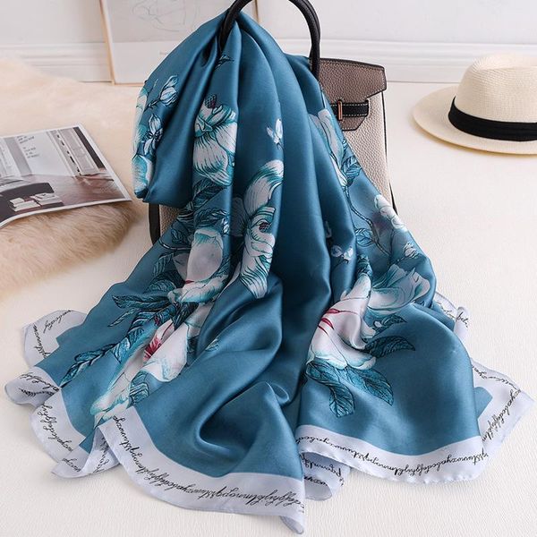 

spring products fashion printed scarf fabrics silk scarves women versatile kerchief headscarf winter shawls, Blue;gray